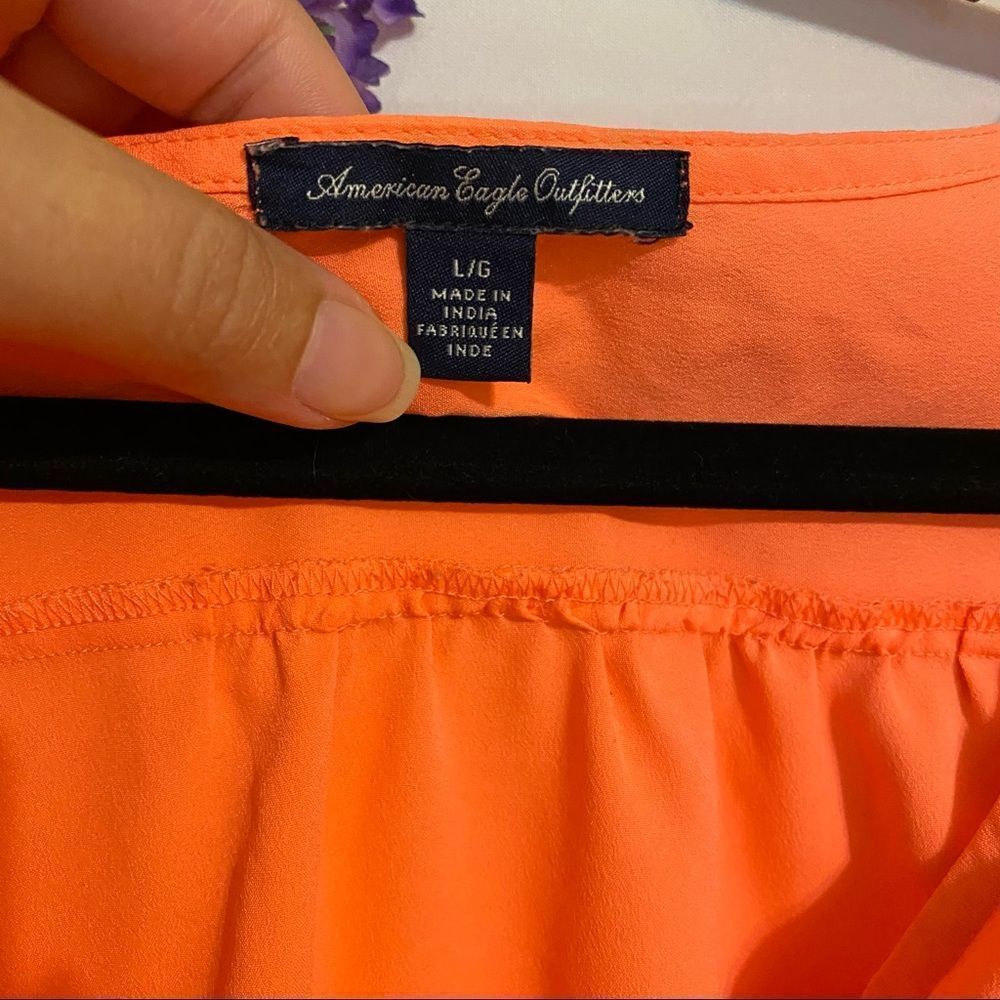 American Eagle Outfitters Bright Orange/V-neck - Picture 2 of 8